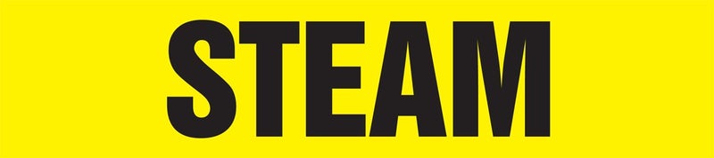 RPK667SSA Self-Stick "STEAM" Pipe Marker for 3/4" to 1-1/4" OD Pipe, Black on Yellow, 1" H x 8" W